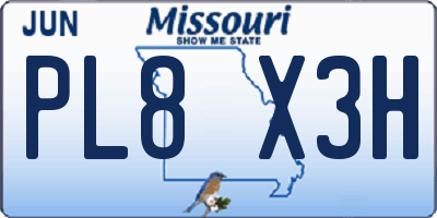 MO license plate PL8X3H