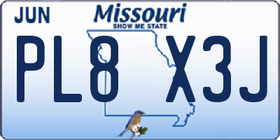 MO license plate PL8X3J