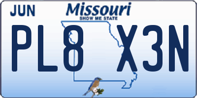 MO license plate PL8X3N