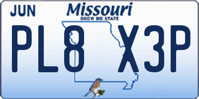 MO license plate PL8X3P