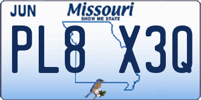 MO license plate PL8X3Q