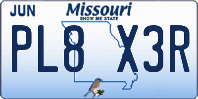 MO license plate PL8X3R