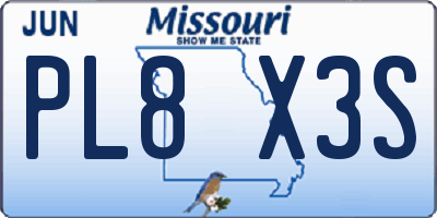 MO license plate PL8X3S