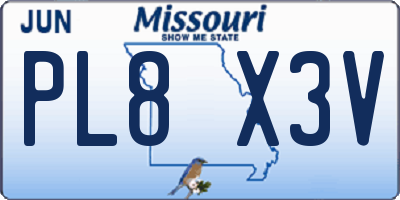 MO license plate PL8X3V