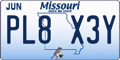 MO license plate PL8X3Y