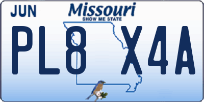 MO license plate PL8X4A