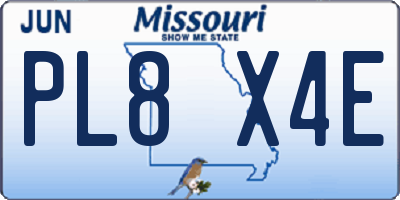 MO license plate PL8X4E
