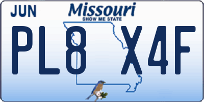 MO license plate PL8X4F