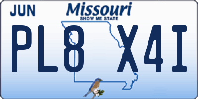 MO license plate PL8X4I