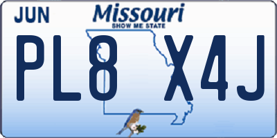 MO license plate PL8X4J