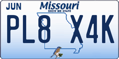 MO license plate PL8X4K