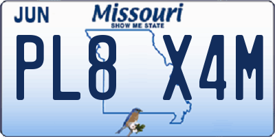MO license plate PL8X4M
