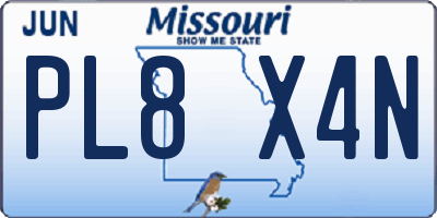 MO license plate PL8X4N