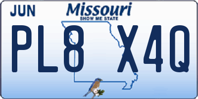 MO license plate PL8X4Q