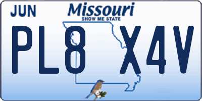 MO license plate PL8X4V
