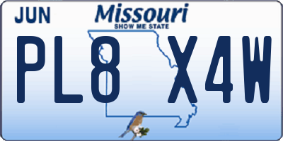 MO license plate PL8X4W