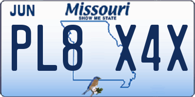 MO license plate PL8X4X
