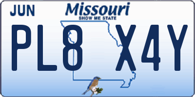 MO license plate PL8X4Y