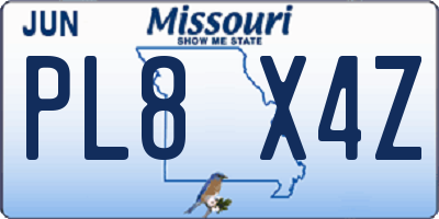 MO license plate PL8X4Z