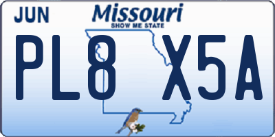 MO license plate PL8X5A