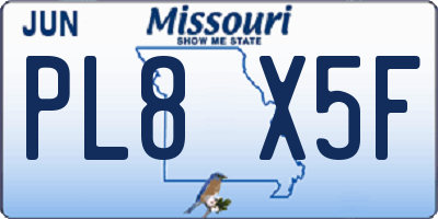 MO license plate PL8X5F
