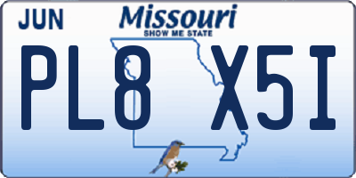 MO license plate PL8X5I