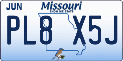 MO license plate PL8X5J