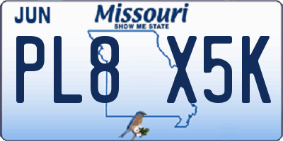 MO license plate PL8X5K