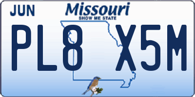 MO license plate PL8X5M