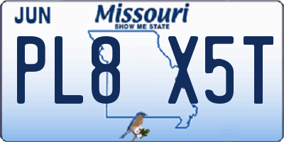 MO license plate PL8X5T