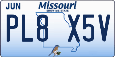MO license plate PL8X5V