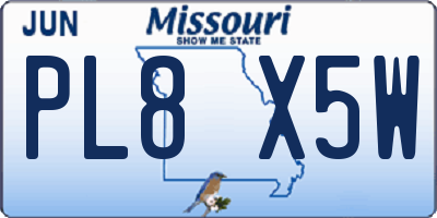 MO license plate PL8X5W