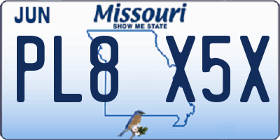 MO license plate PL8X5X