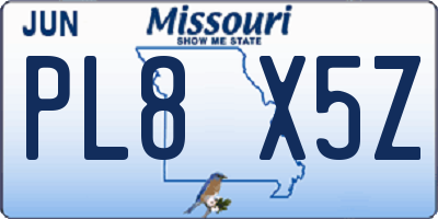 MO license plate PL8X5Z