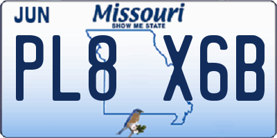 MO license plate PL8X6B