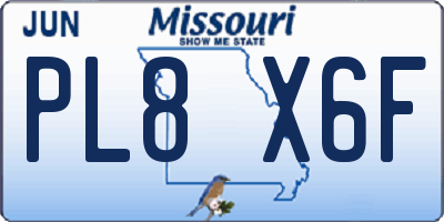 MO license plate PL8X6F