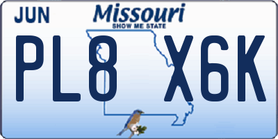 MO license plate PL8X6K