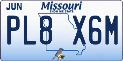 MO license plate PL8X6M