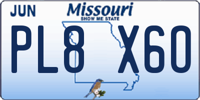 MO license plate PL8X6O