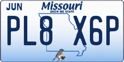 MO license plate PL8X6P