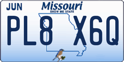 MO license plate PL8X6Q