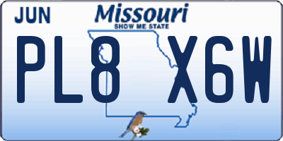 MO license plate PL8X6W