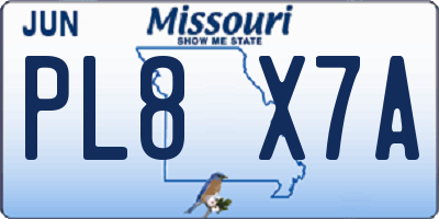 MO license plate PL8X7A