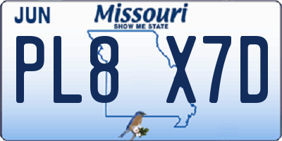 MO license plate PL8X7D