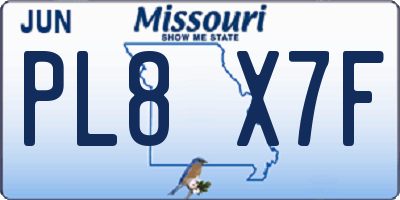 MO license plate PL8X7F