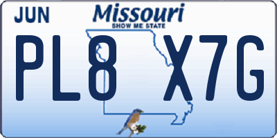 MO license plate PL8X7G
