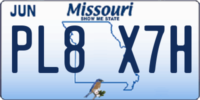 MO license plate PL8X7H