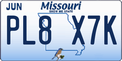 MO license plate PL8X7K