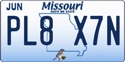 MO license plate PL8X7N
