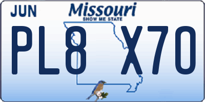 MO license plate PL8X7O